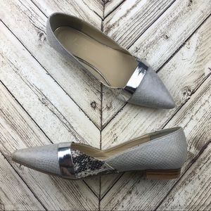 Luella Snakeskin Print Pointy Toe Ballet Flats